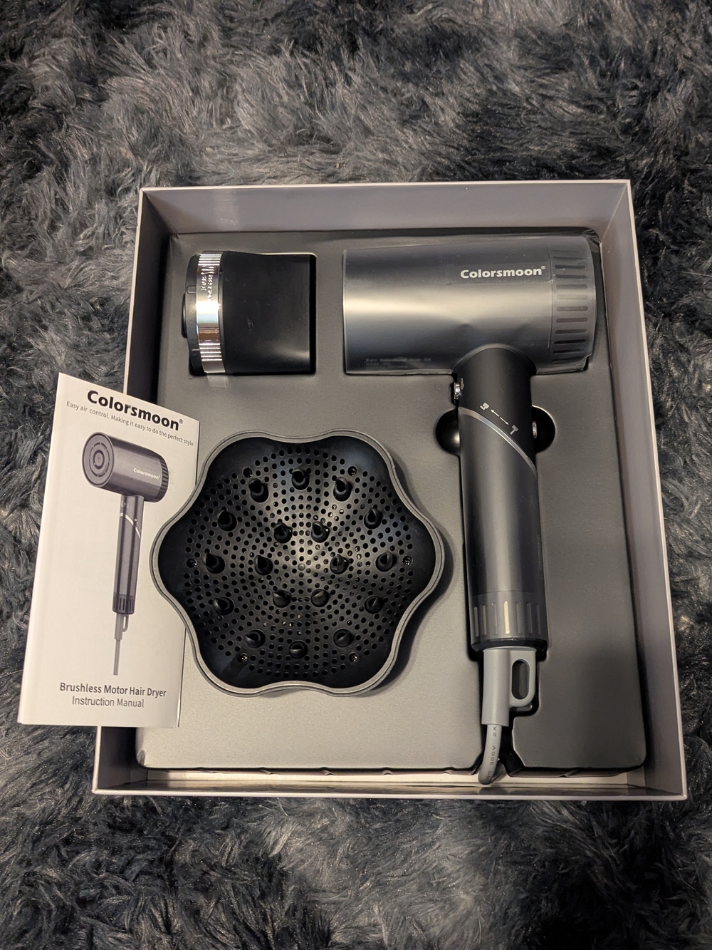 Compact Black Hair Dryer with Diffuser